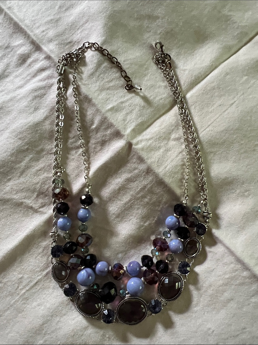 Silver-Tone Lavender & Amethyst Multi-Bead Statement Necklace